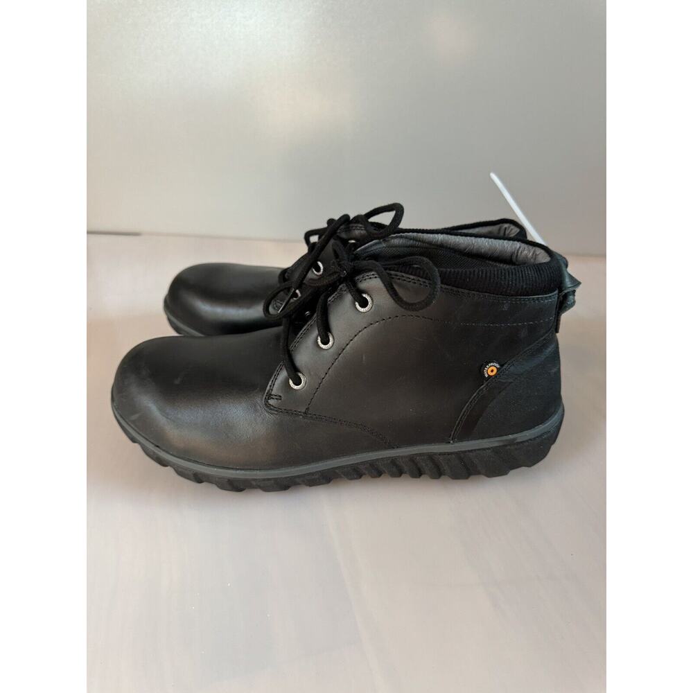 Bogs Classic Casual Men's 11 Triple Black Leather Lace Up Chukka Boots 72751-001